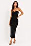 Women's Black Camisole Strapless Midi Dress - 4