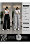 2-Piece Women's Ny Printed Sweatpants (Black-Grey) Oversize Baggy Loose Legs