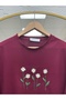 Laleay Elegant 5 Daisy Embroidered Blouse-Ss13148 Burgundy - 3
