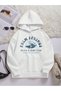 Women's White Palm Springs Surf Printed 3 Thread Hooded Hoodie Sweatshirt - 3