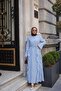 Women's Tulle Model Dress with Ruffles on the Sides Blue