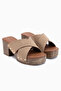 Jamela Beige Cross-Strapped Heeled Women's Slippers - 3