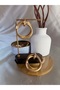 Women's Steel Gold Color Double Hoop Dangle Earrings |   Modern Design with Silvery Texture - 3