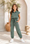 Girl's Green Shirt and Pants Two-Piece Set