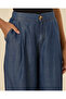 Women Blue Tencel Wide Leg Pants - 4
