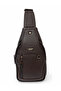 Men's 5-Compartment Faux Leather Crossbody Chest Bag Brown