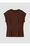 Lcwaikiki Curve Brown Plus Size Pleated Detailed Blouse