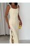 Women's Slit Detail Backless Long Lace Dress - 2