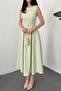 Women's Mustard Halter Neck Flared Dress - 4