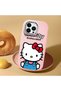iPhone 13 Pro Compatible Case with Camera Protector Pink Silicone Couple Phone Case with Kitty Pattern - 2
