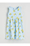 Blue Crew Neck Girls' Dress - 7