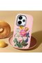 Redmi 13 Compatible Case Camera Protector Pink Silicone Couple Phone Case with Floral Pattern - 2