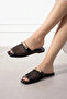 Lumis Black Mesh Stylish Women's Daily Slippers with Gold Accessories - 3