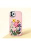 iPhone 11 Pro Compatible Case with Camera Protection Pink Silicone Couple Phone Case with Floral Pattern