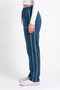 Women's Blue Double Ribbed Straight Leg Sweatpants High Waist Comfortable Fit Daily Sports - 6