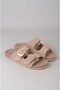Seç 4206 double buckle genuine leather men's slippers mink suede - 2