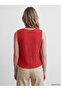 Alita City with a Difference in Color, Lcw Vision Red Double-Faced Fabric Plain Oval Neck Sleeveless Women's Blouse - 4