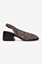 Monvera Mink Suede Genuine Leather Closed Front Laser Cut Thick Heeled Women's Sandals - 4