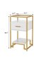 High Table, Glass, Steel+Melamine, White+Gold Leg | Living room, home, glass+steel+melamine, white high table with gold leg - 3