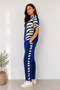 Women's Short Sleeve Crew Neck Zebra Pattern Detailed Casual Blouse Trousers Two-Piece Set - 2