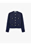 Pique Fabric Appliqué Detailed Ornate Buttoned Long Sleeve Crew Neck Cardigan - 6
