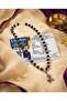Original 7MM German Silver Cap Karungali Mala with Trishool Nandi Pendant, 54 Beads, Lab Certified - 4