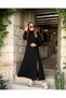 Women's long sleeve turtleneck deep slit detail crepe dress - 3