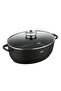 Elite Pro Plus Oval Roaster and Grill with Lid 39 cm - 3-Piece Black Non-Stick - 2