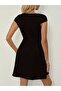 Women's Short Sleeve Square Collar Short Imported Crepe Dress - 3
