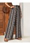 Women's high-waisted, tie-waist, patterned, long, supreme quality pants - 3