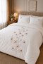 Embroidered Cotton Double Duvet Cover Set White