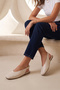 Women's Blunt Toe Open Back Mary Jane Ballerinas Efisa Ecru - 2