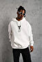 Unisex back print hooded three-thread oversized sweatshirt - white