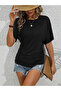 Women's short sleeve crew neck sides drawstring detail bat sleeve viscose blouse - 2