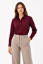 Women's Long Sleeve Shirt with Buttons, Classic Collar, Suitable for Casual and Office Wear - Burgundy