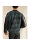 Men's Gingham Pattern Embroidered College Jacket - Khaki