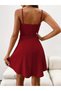 Women's Imported Crepe Dress with Rope Straps and Double-Breasted Collar - 4