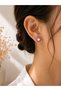 Dried Rose Flower Detailed Zircon Stone Earrings – Gold Color Steel Flower Earrings – Elegant Women's Earrings - 2