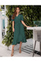 Women's Double Breasted Collar Midi Length Belted Crepe Dress 120 Cm - 2