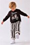 Boy's Scooter Patterned Striped Top and Bottom Set - 3
