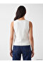White U-Neck Women's Knitwear Undershirt - 4