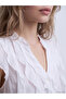 Vizyon New Season White Ruffled Tulle Blouse with Ruffled Collar - 3