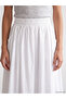 Özmarka New Season White Elastic Waist Poplin Flared Skirt - 3