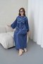 Women's Embroidered Linen Bat Sleeve Wide Fit Long Dress - 7