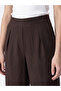 Brown Elastic Waist Carrot Cut Pleated Women's Trousers - 3