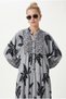 Women's Modest New Freya Anthracite 100% Viscose Maxi Length Layered Balloon Sleeve Long Summer Dress - 5