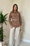 Women's Camel Textured Woven Shirt with Gold Buttons and Flap Pockets, Long Sleeves - 2