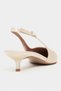 Rovia Beige Satin Pointed Toe Thin Heeled Women's Shoes - 8