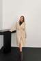 Women's Beige Suede Trench Coat Raglan Sleeves Double Breasted Belted Midi Lined