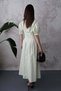 Women's Mint Shirt Collar Balloon Sleeve Pleated Buttoned Midi Poplin Dress - 5